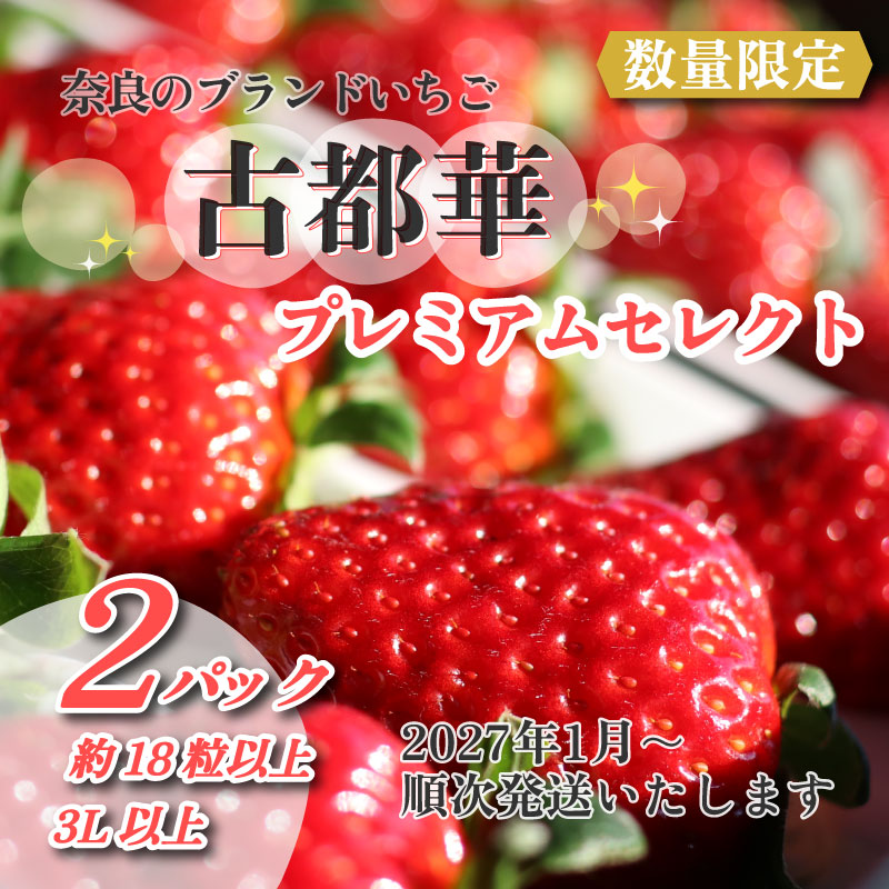 いちご ことか プレミアムセレクト 18玉以上 2パック 3Lサイズ 2027年発送 大粒 古都華 化粧箱 数量限定 苺 イチゴ 季節限定 旬 フルーツ 果物 スイーツ デザート ストロベリー 甘い 数量限定 産地直送 冷蔵 ブランド苺 奈良いちご 果肉 プレゼント ギフト 贈答 贈答品 家庭用 お祝い フレッシュ 新鮮 旬 itigo strawberry 奈良県 奈良市 なら めいとく農園 mtn003_R9