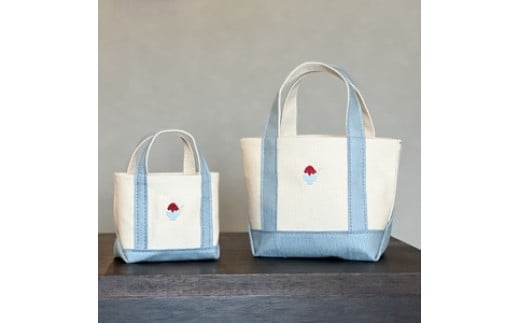 《Milih×NARA》キャンバス×麻のマイクロミニトート かき氷刺繍 かばん 奈良県 奈良市 なら 15-073