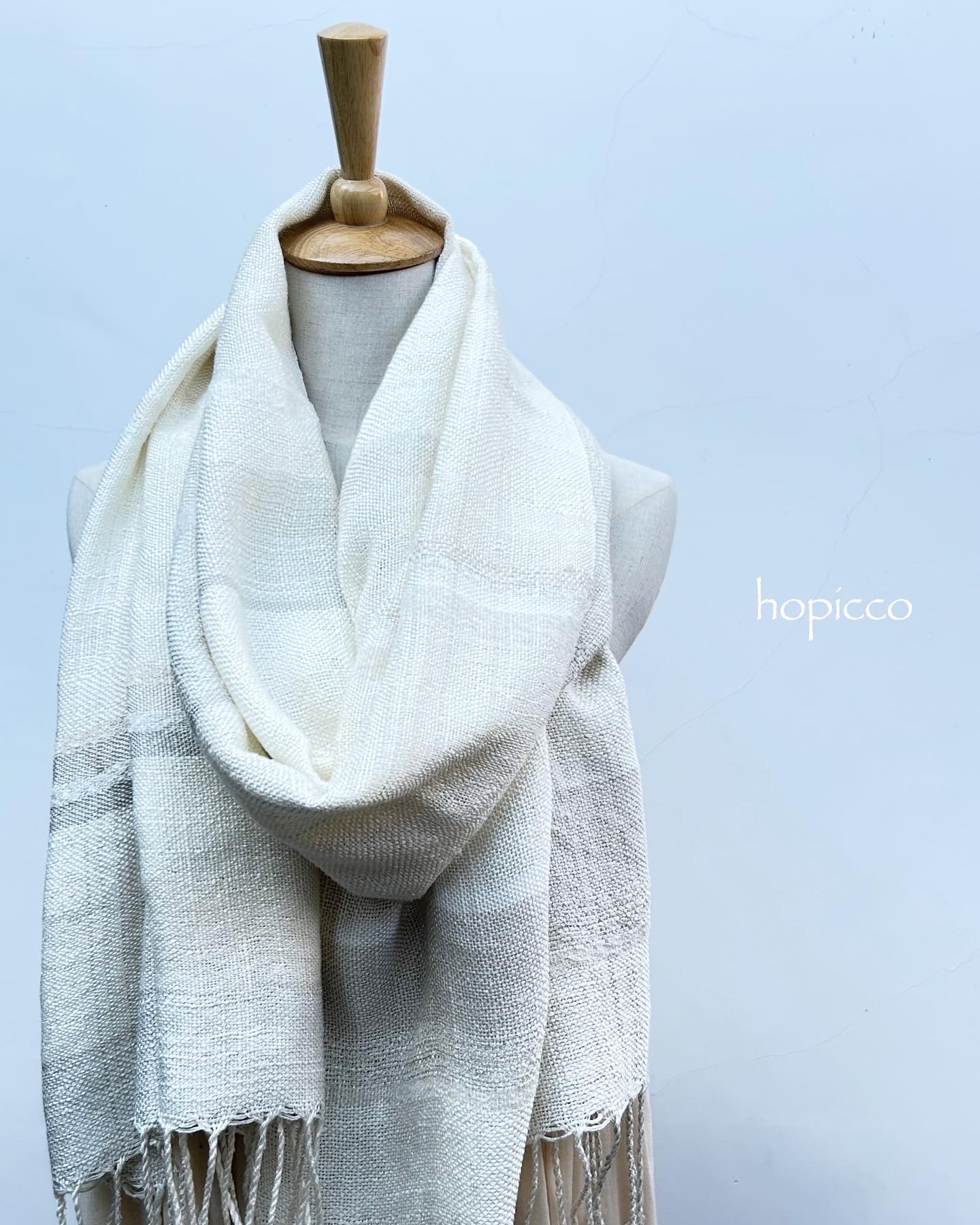 ストール（カシミヤ）60cm×200cm 白ベージュ系 合同会社工藝舎 奈良県 奈良市 なら 195-001