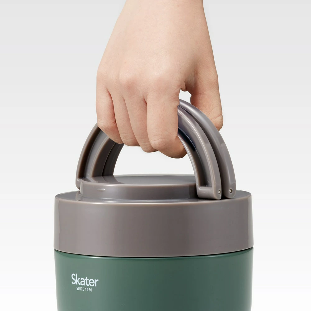 ランチジャー 弁当箱 「折りたたみハンドル付保温ジャー」 (グリーン) 容量 800ml ステンレス ２段 ハンドル付き 保温 保冷 丼 ジャー ランチ 温かい skater 折り畳み コンパクト スケーター株式会社 680205 奈良県 奈良市 なら 10-096