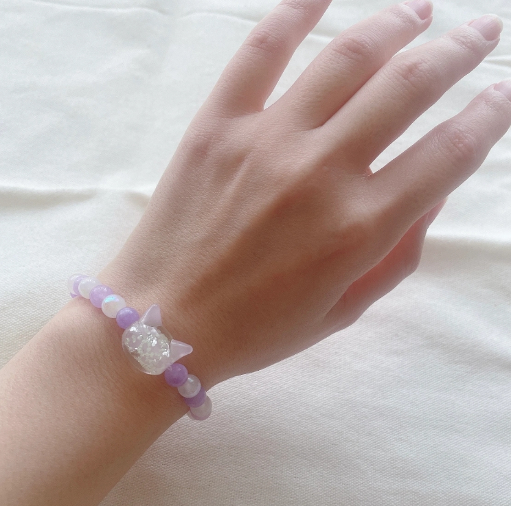 光る猫玉とアメジストのブレスレット（キッズサイズ）ジュエリー春日 奈良県 奈良市 なら jks001