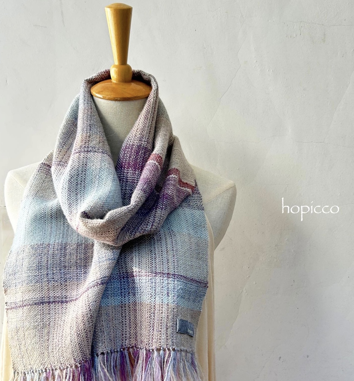 ストール（ベビーアルパカ）60cm×200cm 淡水色グレー系 合同会社工藝舎 奈良県 奈良市 なら 150-014