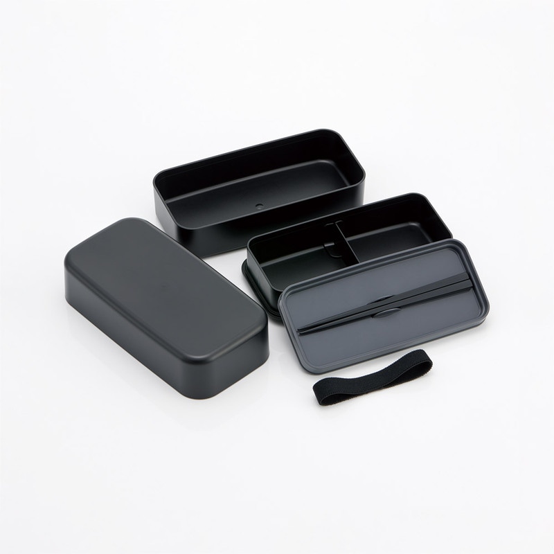 環境に配慮した ランチボックス 1000ml 2段 お弁当箱 箸付き 大人 おしゃれ skater スケーター PLB10WCB アッシュブラック レンジ対応 食洗機対応 洗いやすい シンプル 弁当箱 〈スケーター株式会社〉 奈良県 奈良市 奈良 なら 6-305