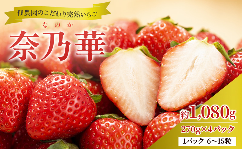 先行予約 【いちご 完熟 奈乃華 約1080g(270g× 4パック ) 佃農園のこだわり フルーツ 果物 旬 産地直送 旬のフルーツ 旬の果物 お取り寄せ デザート イチゴ 苺 なのか 冷蔵 奈良 奈良県 大和郡山市 BN001