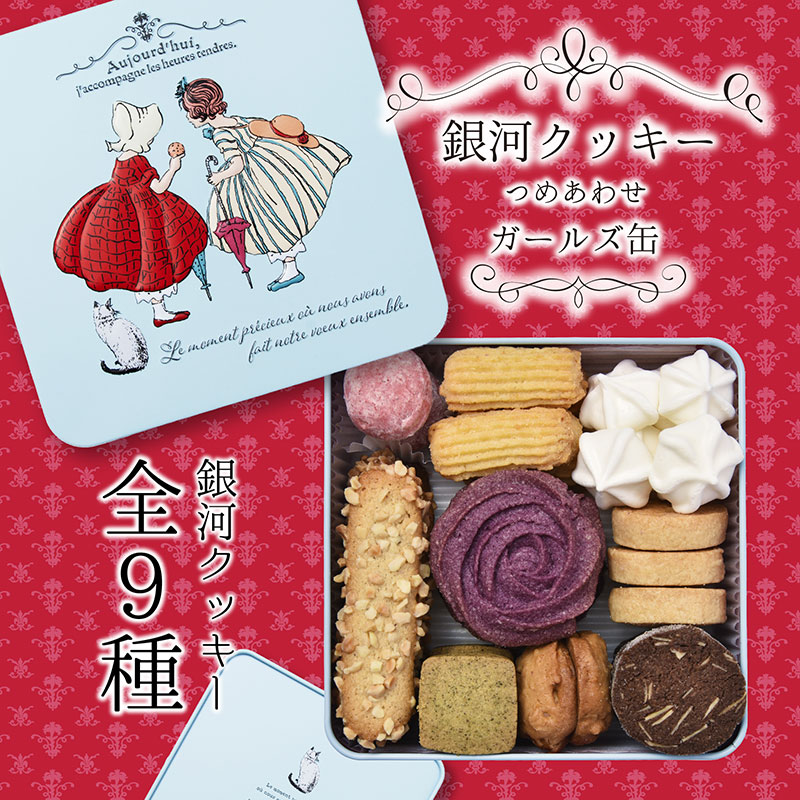 銀河クッキー 詰め合わせ ガールズ缶 9種の焼き菓子詰合せ　お菓子 おやつ 焼菓子 クッキー