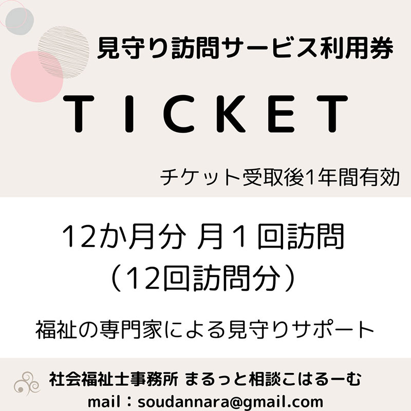 【親孝行は、ふるさと納税で】　ふるさとへ贈る安心　社会福祉士による見守り訪問サービスチケット　見守り 訪問 サービス 12か月分 月1回 報告 安心 福祉 支援 サポート 代行 親孝行　社会福祉士 0005