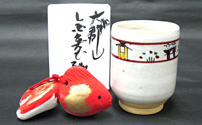 奈良絵湯呑と金魚土鈴
