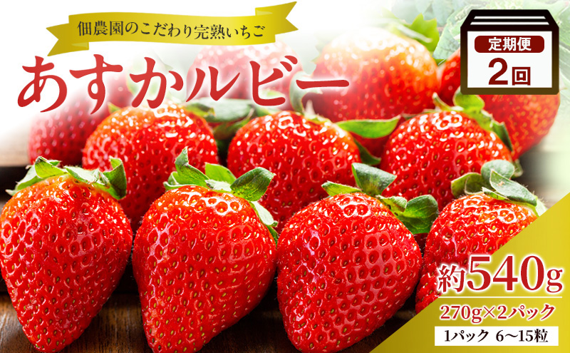【2回定期便】いちご 完熟 あすかルビー 約540g 2026年1月出荷開始 先行予約 奈良 ブランド イチゴ フルーツ