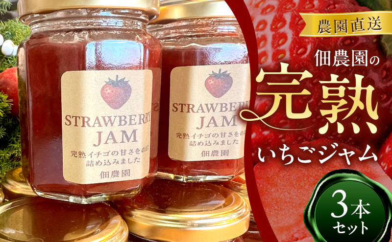 農園直送　佃農園の完熟いちごジャム　3本セット　ジャム いちご イチゴ 苺 完熟 朝食 朝ごはん パン トースト ヨーグルト スイーツ 奈良県 大和郡山市