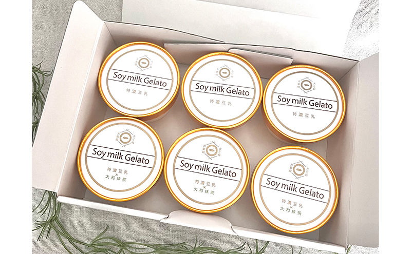 ジェラート 大和大鉄砲大豆 豆乳ジェラート 2種類 計6個 プレーン 抹茶 食べ比べ 植物性100％ 大豆 豆乳 特濃豆乳 アイス アイスクリーム スイーツ おやつ 抹茶スイーツ 抹茶アイス アレルギー ヴィーガン ビーガン 冷凍 冷凍配送 奈良 奈良県