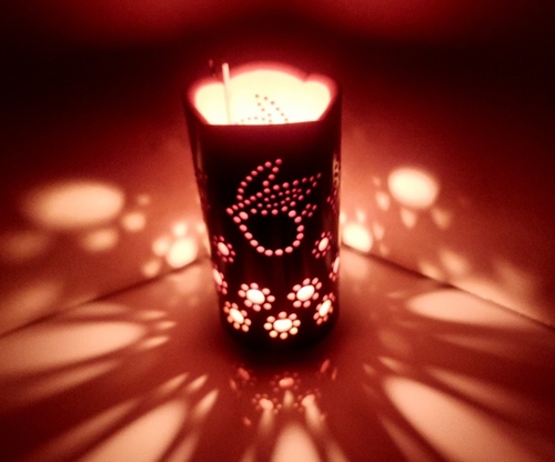 竹製 キャンドル ホルダー ウサギ Ｕ-2 (表皮剥ぎタイプ)／竹あかり 天然素材 癒し 環境保全 おうち時間 キャンプ