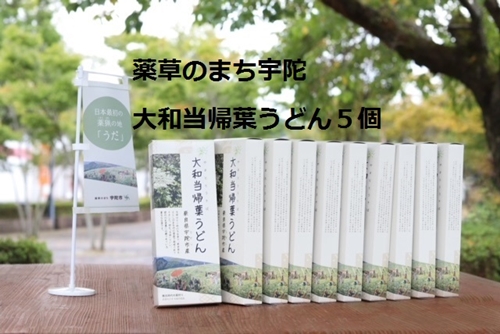 薬草のまち宇陀　大和当帰葉うどん 5個／薬草　大和当帰葉　うどん　２食分　５個　奈良県　宇陀市