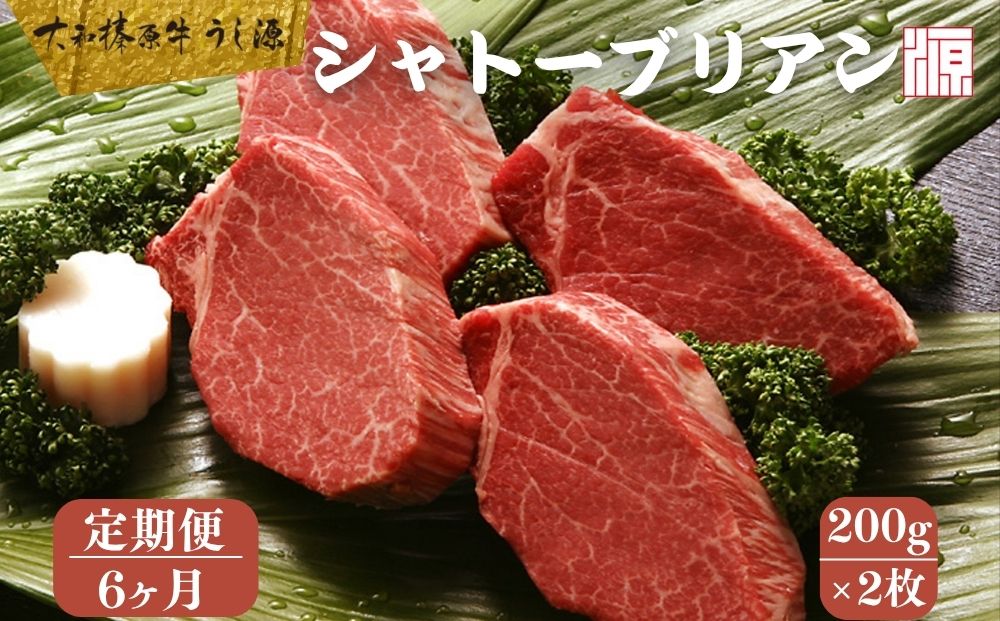 ＜定期便 6ヶ月＞ (冷凍) シャトーブリアン 200g×2枚 ／ふるさと納税 A5 ギフト 部位 牛肉 黒毛和牛 和牛 焼肉 ステーキ 父の日 母の日 お中元 暑中見舞い お土産 内祝い 正月 奈良県 宇陀市 うし源本店 大和榛原牛