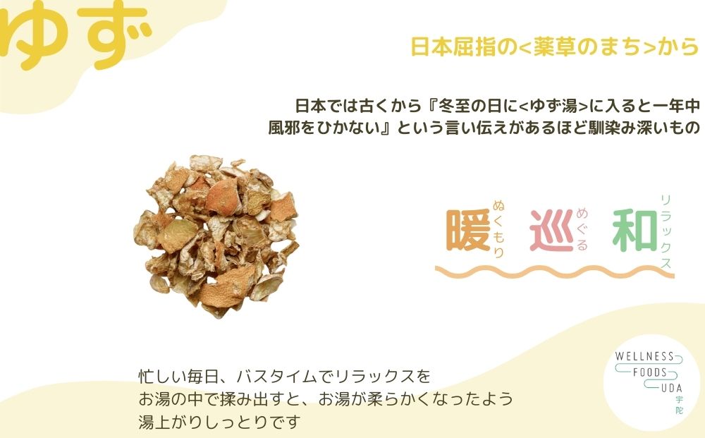 定期便12回 柚子 入浴剤 25包 (5包入×5個)/ ウェルネスフーズ UDA ふるさと納税 ゆず 無添加 有機栽培 おすすめ リラックス ストレス解消 ボディケア 肌荒れ改善 疲労回復 送料無料 奈良 宇陀