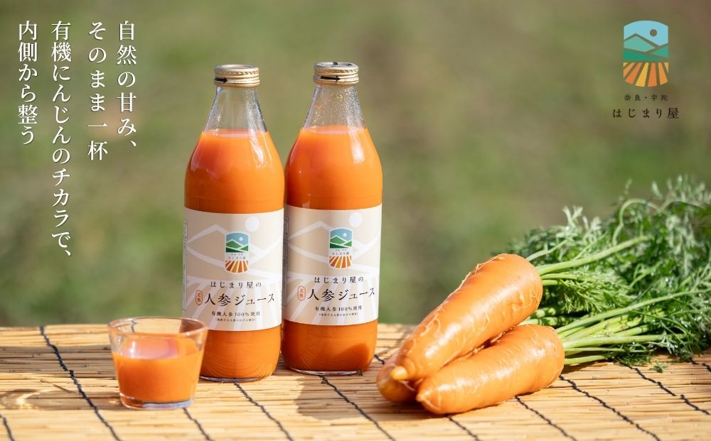 【期間限定】有機人参100％使用 人参ジュース 200ml×6本 ギフト／ にんじん 有機野菜 無添加 野菜ジュース はじまり屋 贈り物 奈良県 宇陀市 ふるさと納税