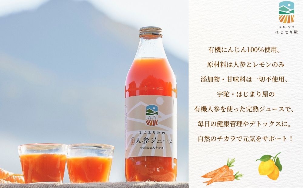 【期間限定】有機人参100％使用 人参ジュース 200ml×6本 ギフト／ にんじん 有機野菜 無添加 野菜ジュース はじまり屋 贈り物 奈良県 宇陀市 ふるさと納税