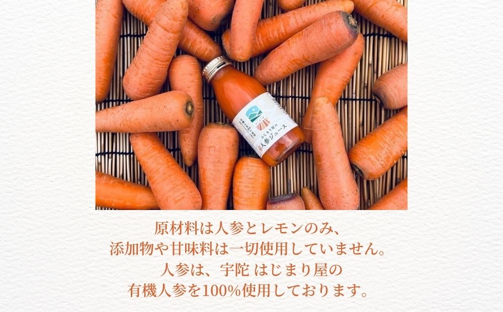 有機人参100％使用 人参ジュース 1000ml×6本／ にんじん 有機野菜 無添加 野菜ジュース はじまり屋 奈良県 宇陀市 贈り物 ギフト ふるさと納税