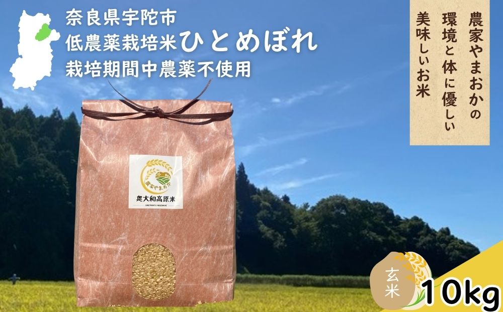ひとめぼれ 低農薬栽培＜令和7年産 玄米 10kg ＞ / ふるさと納税 低農薬 米 お米 こめ コメ 国産 新米 玄米 一等米 農家やまおか 奈良県 宇陀市