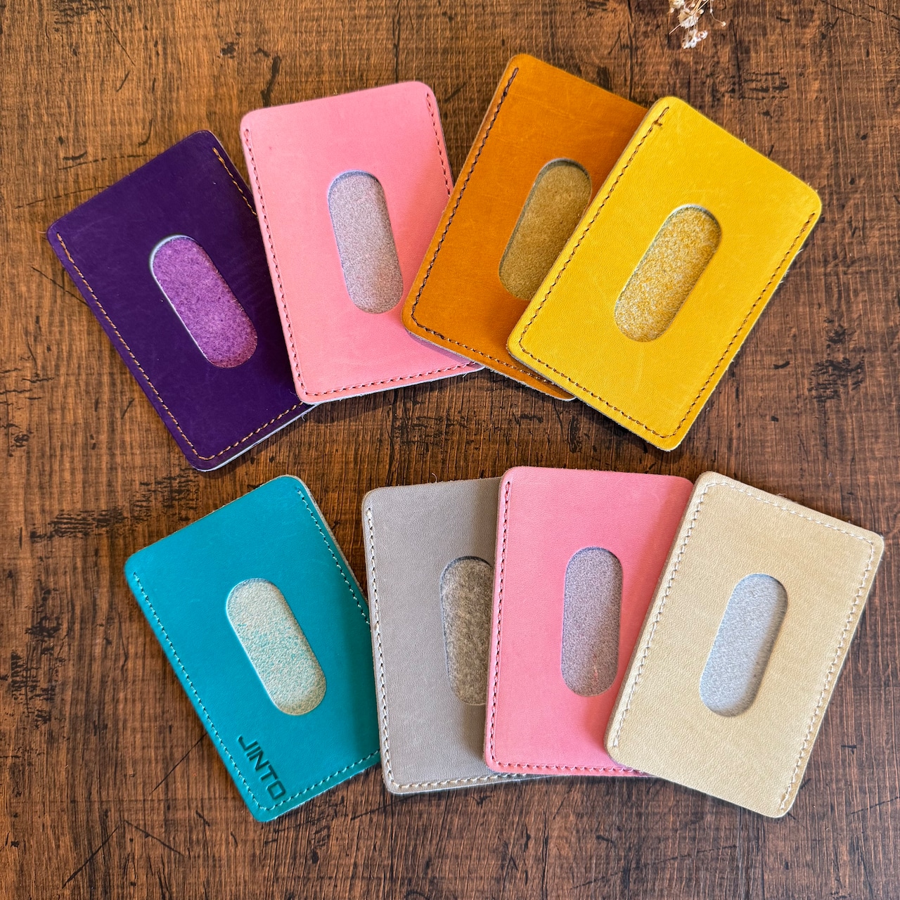 シンプル パスケース JINTO 野球 グローブ 革 革小物 カードケース：ピンク