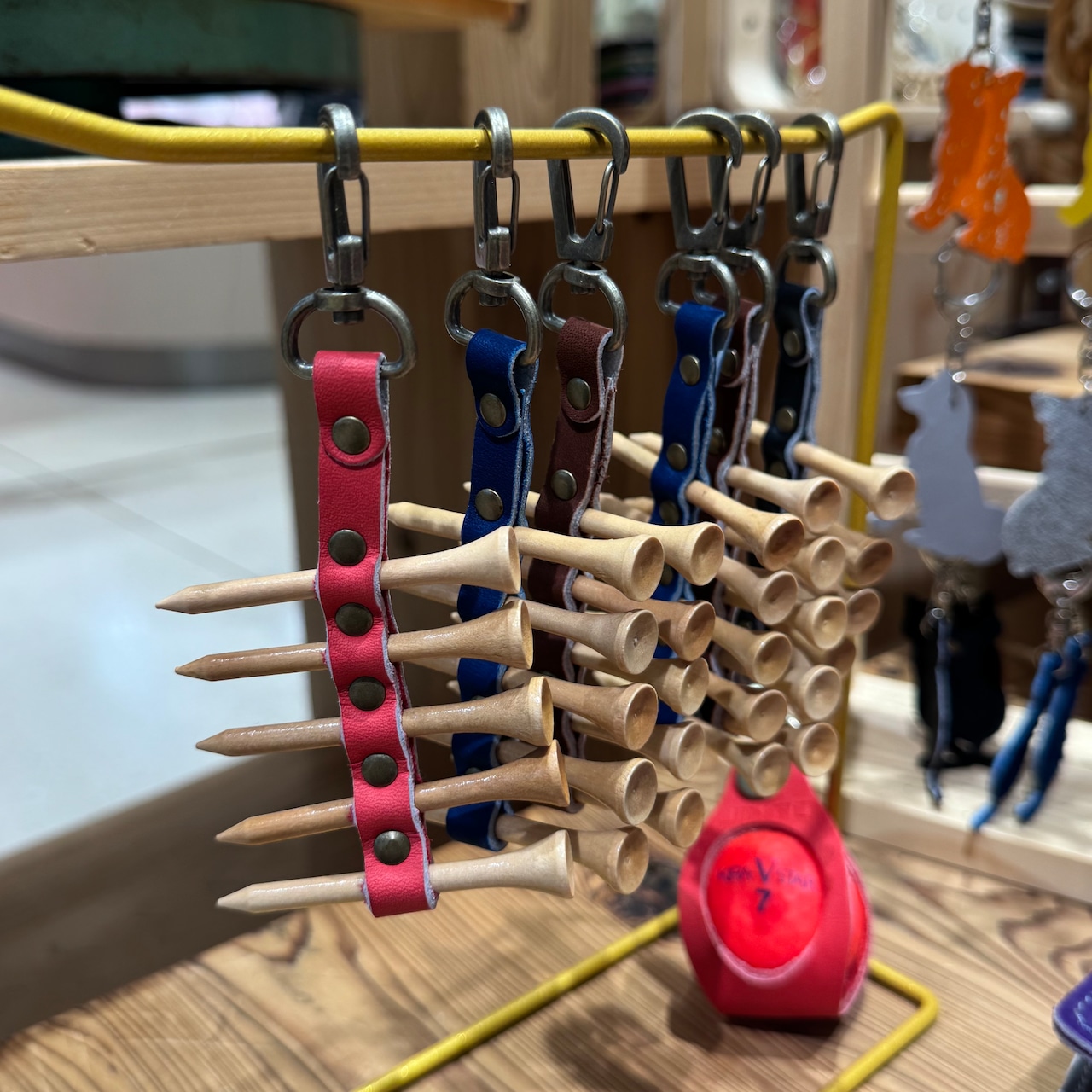 ゴルフティー フォルダー ティー付 JINTO 野球 グローブ 革 革小物 レザー ゴルフ：水色