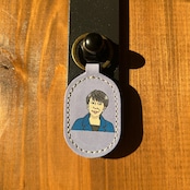 高市早苗 オフィシャル キーリング レザーキーホルダー 野球 グローブ 本革 JINTO:青