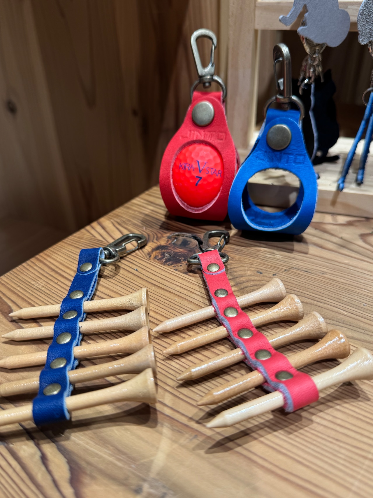 ゴルフボール 入れ JINTO 野球 グローブ 革 革小物 レザー ゴルフ：カーキ