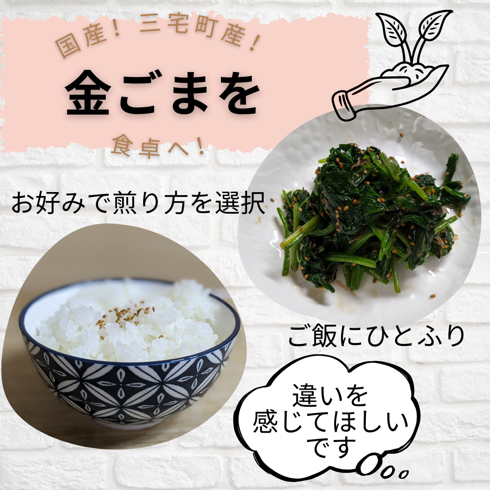 国産！金ごま 選べる！2個セット奈良県 三宅町 ごま 希少 価値 煎りたて おつまみ ゴマ和え 白米 ふりかけ おかず:（浅・中煎り）