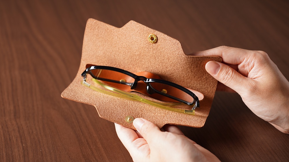 メガネケース（イタリアレザー　ネブラスカ）ASK：イエロー