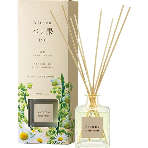 木と果 リードディフューザーセット ( リツェアクベバ ＆ カモミール )  晴香堂 HARUKADO 天然精油 100％ ルームフレグランス 芳香剤 インテリア アロマ 天然香料 香り プレゼント ギフト