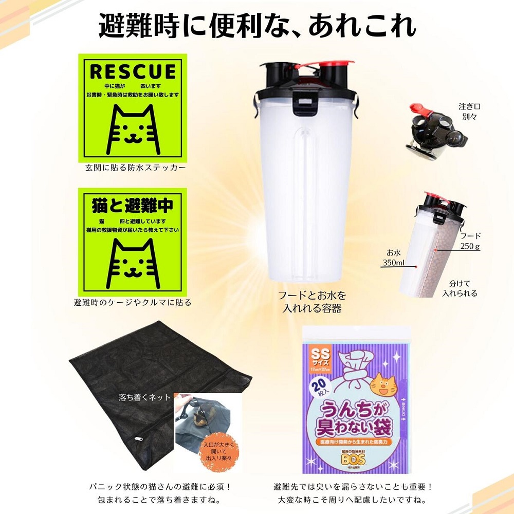 ネコのための防災DXセット ポータブルケージ＆大容量リュック＆トイレ 避難時持ち物チェックリスト付き 猫 災害 地震 台風 避難 緊急 非常時 持ち運び ペット用品 ナラネコ SIMPLE.：猫壱ポータブルケージ＋トイレ普通サイズ