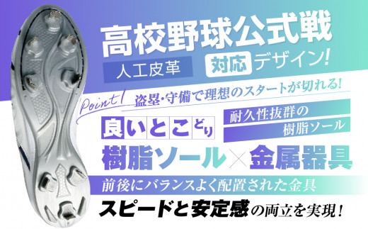 学生 向け 野球 スパイク （ 人工皮革 Blast）  樹脂底金具 フィット感 人気 おすすめ 長持ち メンズ レディース ジャガーズ創工
