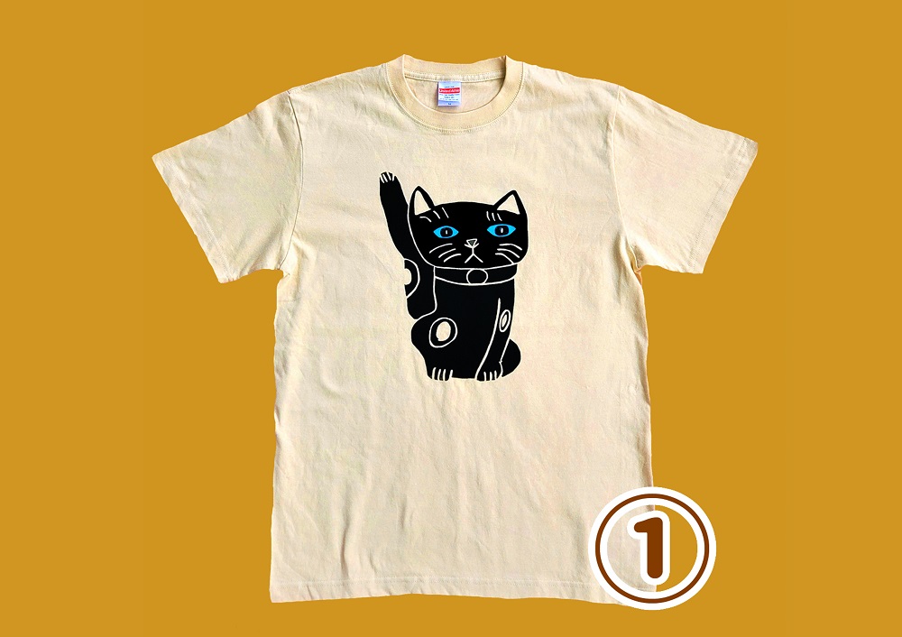 オリジナル 手刷り Tシャツ【まねきねこ XLサイズ】メンズ レディース