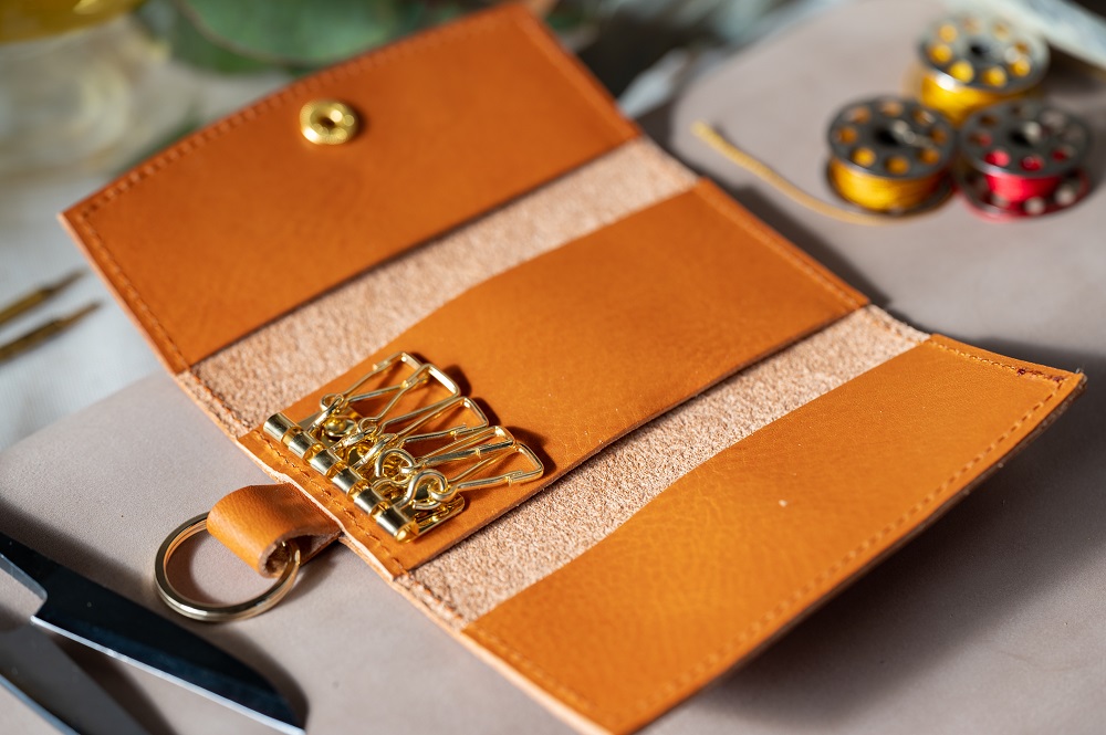 ５連キーケース【キーリング付き】（イタリアレザー　ネブラスカ） ASK：コニャック 