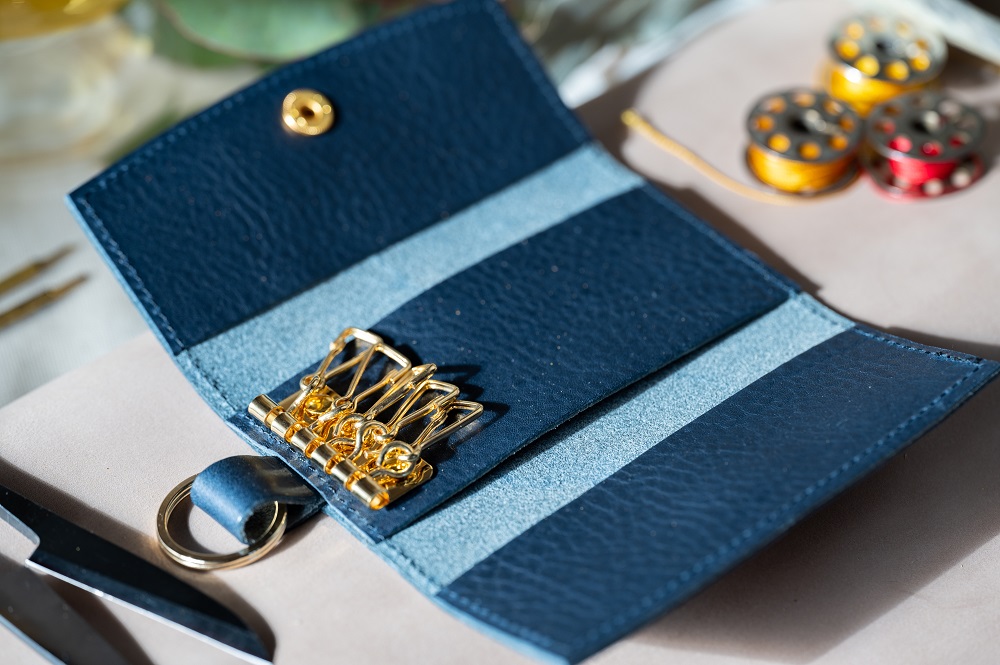 ５連キーケース【キーリング付き】（イタリアレザー　ネブラスカ） ASK：ネイビー