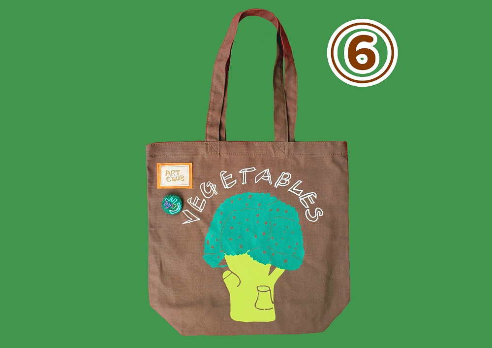 オリジナル 手刷り トートバッグ(ブロッコリー)エコバッグ 雑貨 大きめ A4 かわいい