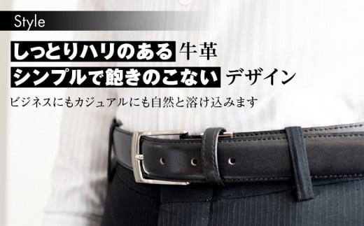 紳士用 牛革 レザー ベルト 幅 30mm メンズ ビジネス 通勤 就活 スーツ 学生 通学 フォーマル 結婚式 ゴルフ ASK：ブラック