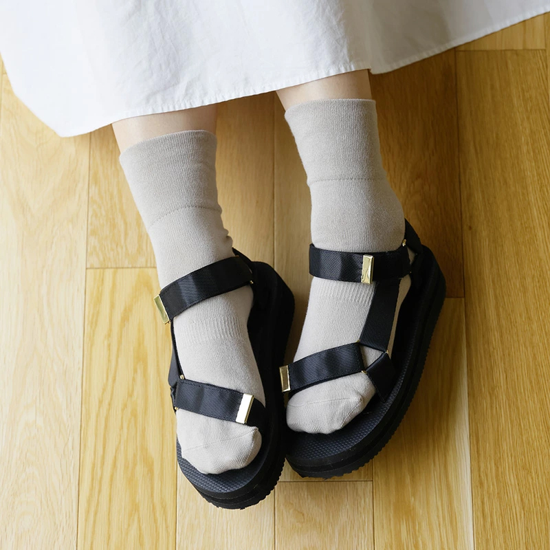 NUKATO 締め付けない 靴下 甲サポート有 レディース 日本製:21〜23cm サックス