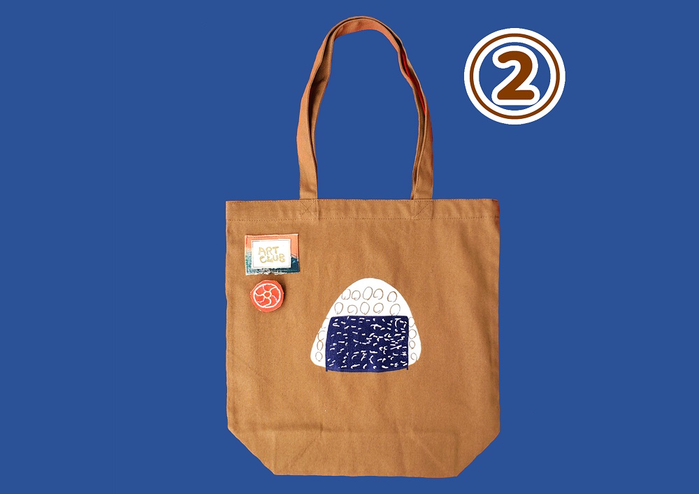 オリジナル 手刷り トートバッグ(おにぎり)エコバッグ 雑貨 大きめ A4 かわいい