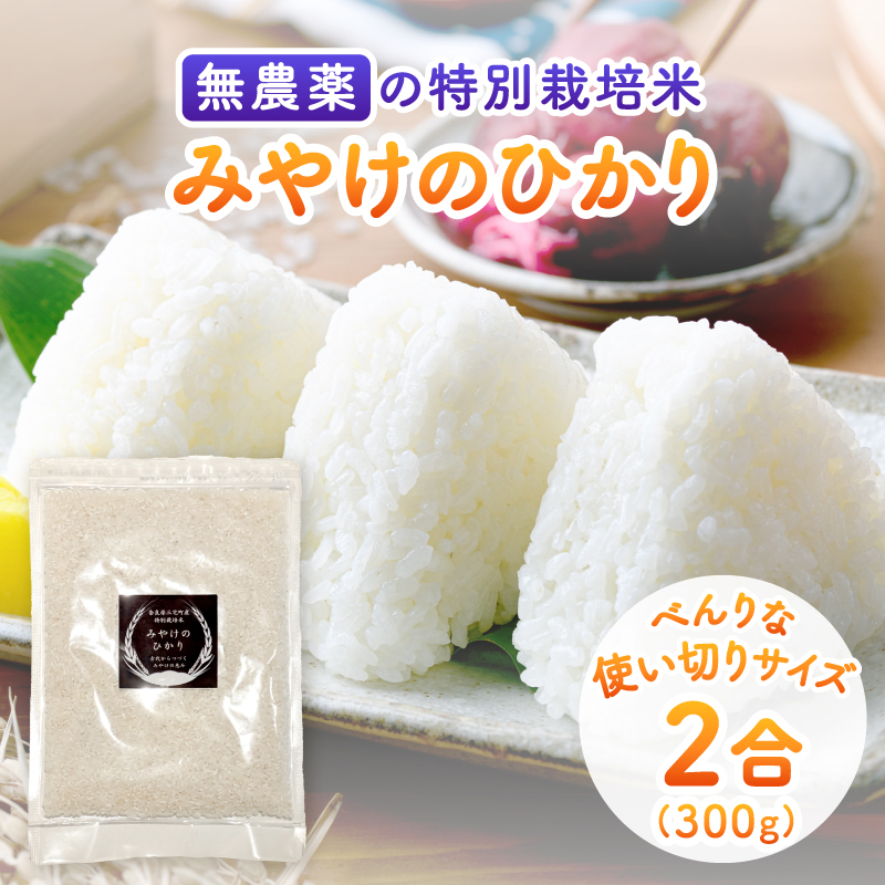 特別栽培米 みやけのひかり 2合 300グラム お試しヒノヒカリ 無農薬米 奈良県 三宅町 国産米 白米 ｢ひのひかり｣ おいしい 冷めても もちもち 安心 おにぎり お弁当