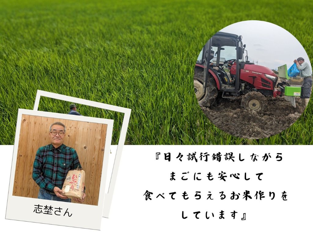 「ひのひかり」玄米 5kg 志埜さんが丹精込めて作った 米 奈良県 三宅町 ヒノヒカリ おいしい 冷めても もちもち 堆肥ミネラル栽培米