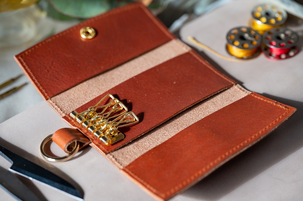 ５連キーケース【キーリング付き】（イタリアレザー　ネブラスカ） ASK：チョコ