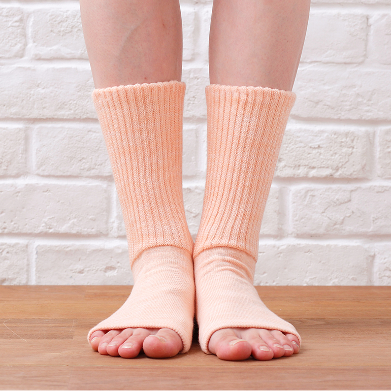 かかとケア あったか トゥレス (23～25cm) 杢オレンジ レディース ソックス 米ぬか 保湿 かかとつるつる かかとひび割れ 保湿靴下 ガサガサ 足裏 ひび割れ 角質ケア 睡眠 寝るとき 夜用 フットケア 冷え性 乾燥肌 日本製：杢オレンジ