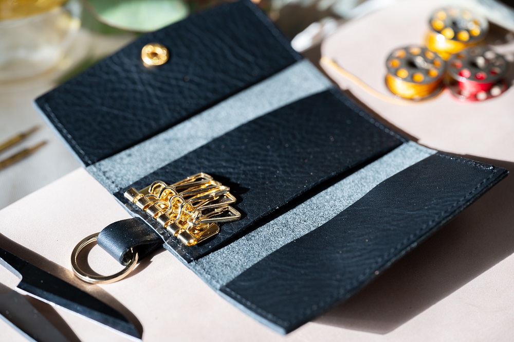 ５連キーケース【キーリング付き】（イタリアレザー　ネブラスカ） ASK：ブラック