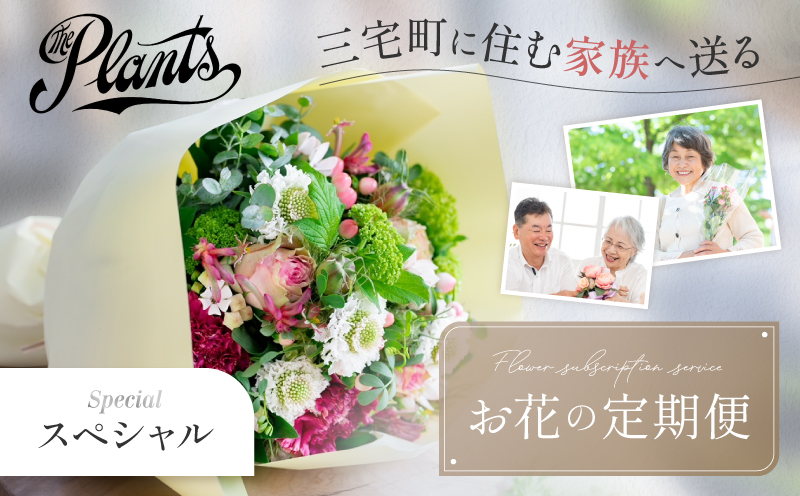 花 ふるさと定期便 3回 お届け 三宅町に住む家族へ 花束 ギフト The Plants:スペシャル