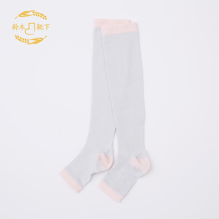 着圧 かかとケア トゥレス(23～25cm)：グレー×ピンク レディース かかとつるつる かかとひび割れ 米ぬか保湿 かかとシリコン 保湿靴下 日本製 心地よい 足裏 角質ケア 睡眠 寝るとき 夜用 フットケア 冷え性 乾燥肌 ギフト：グレー×ピンク