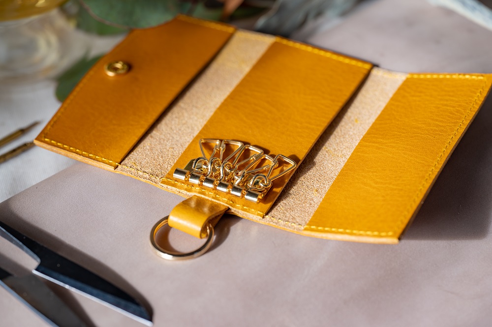 ５連キーケース【キーリング付き】（イタリアレザー　ネブラスカ） ASK：イエロー