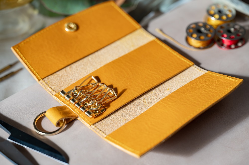 ５連キーケース【キーリング付き】（イタリアレザー　ネブラスカ） ASK：イエロー