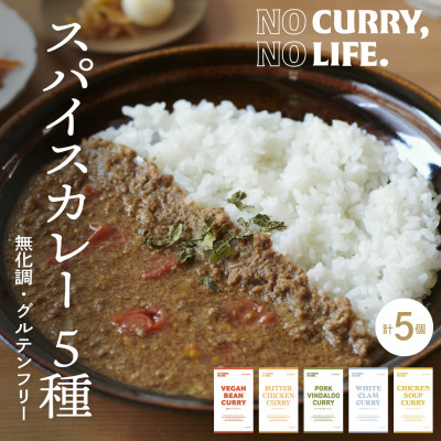 【NO CURRY, NO LIFE.】着色しないスパイスカレー5種[冷凍]【配送不可地域：離島】【1467516】