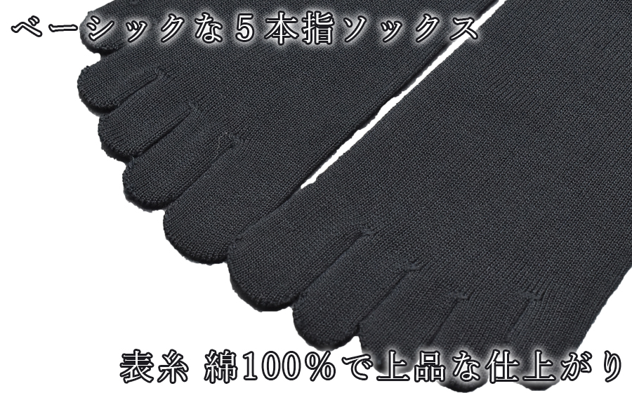 5本指ソックス　紳士用4足セット　チャコールグレー&ブラック　各2足 /// くつした 靴下 ソックス くつ下 シンプル おしゃれ ビジネス 紳士 男性 メンズ 5本指 日本製 奈良県 広陵町