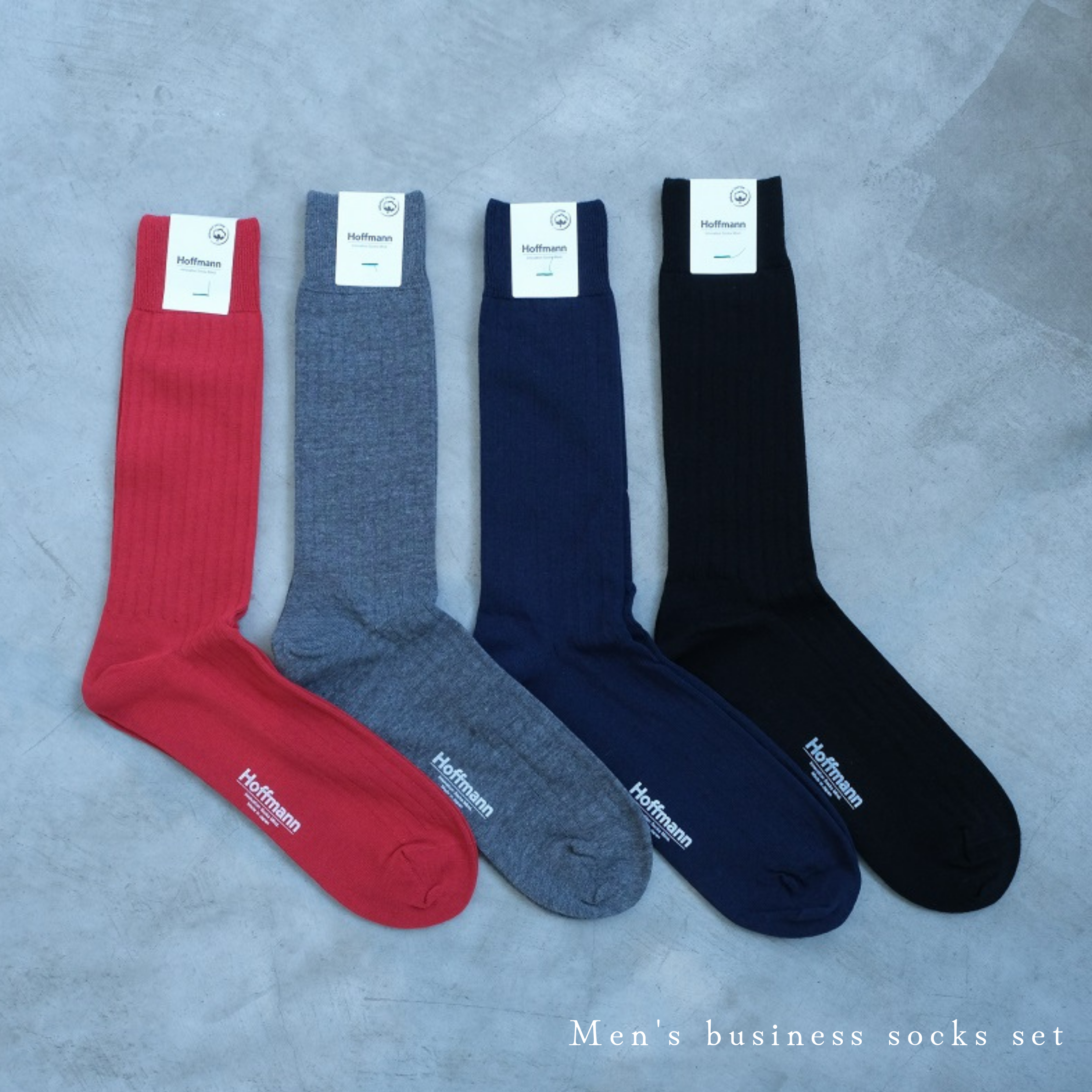 大きいサイズのビジネスソックス 4足セット XLサイズ(28-30cm) ビジネスセット / オーガニックコットン フォーマルカラー 革靴 